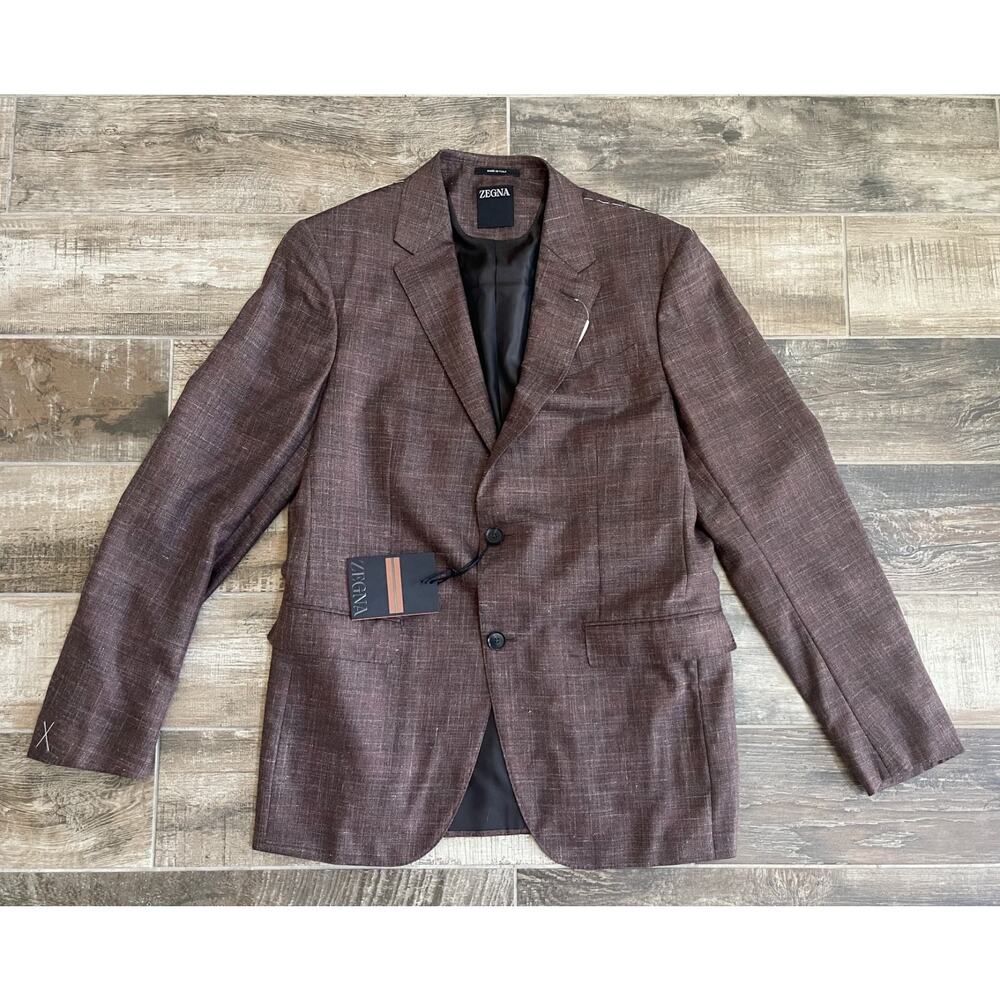 $4,495 NWT ZEGNA Burgundy Wine Cashmere Blend Textured Blazer Luxury 52(42)L